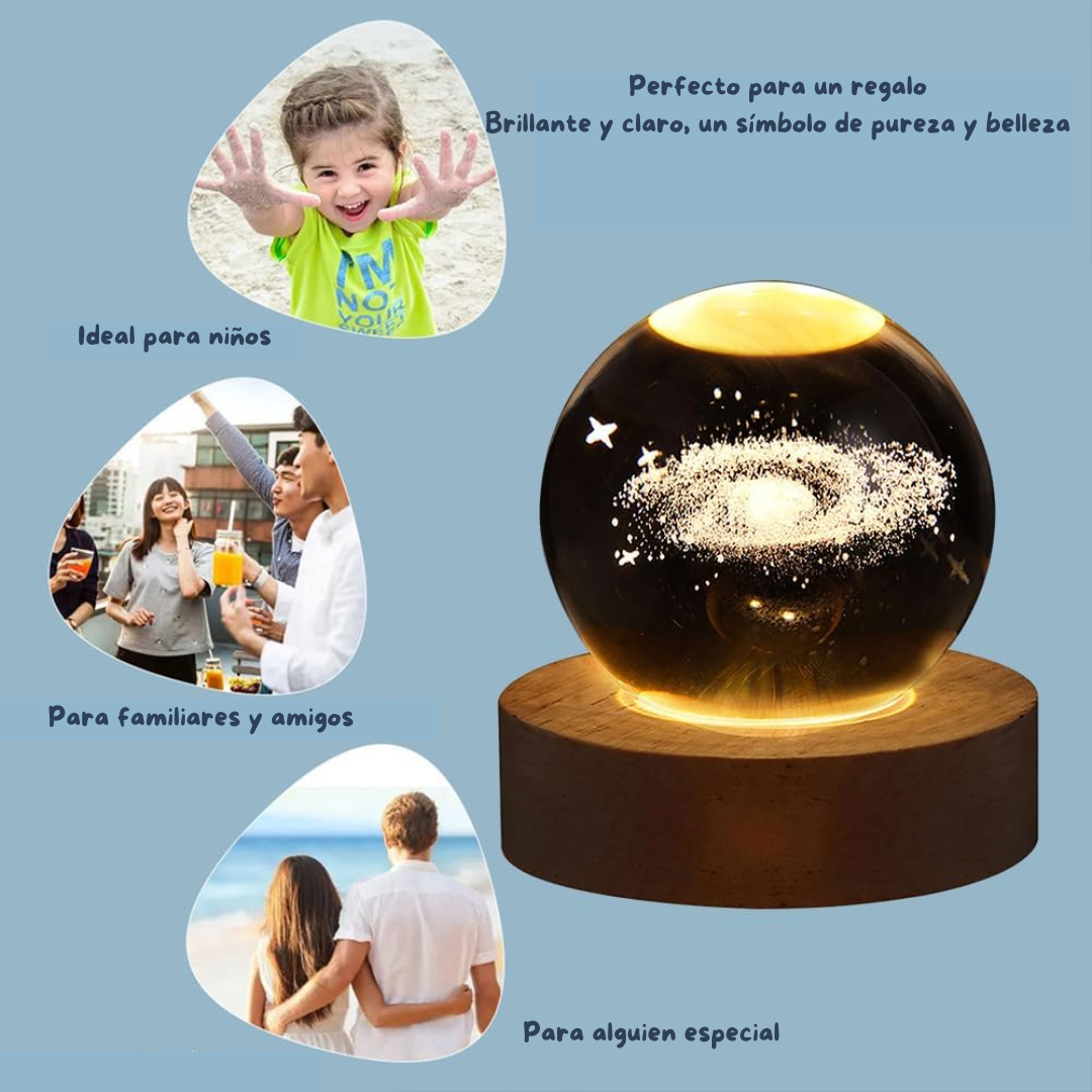 Esfera de Cristal 3D con Luz LED Decorativa